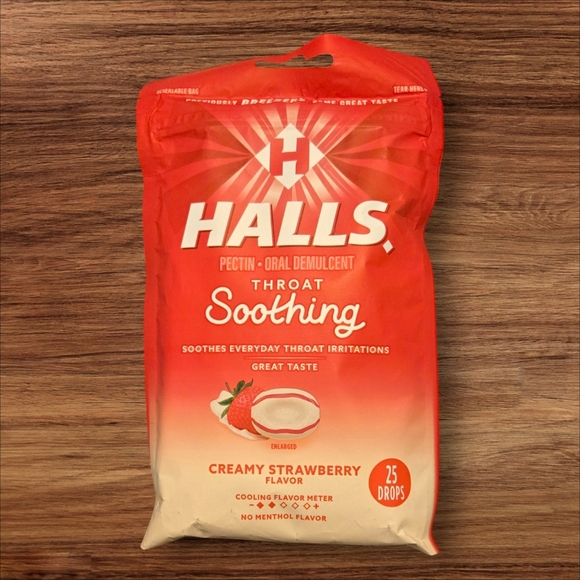 (Lot of 2) Halls Throat Soothing Creamy Strawberry Drops, 25 CT - Picture 8 of 9